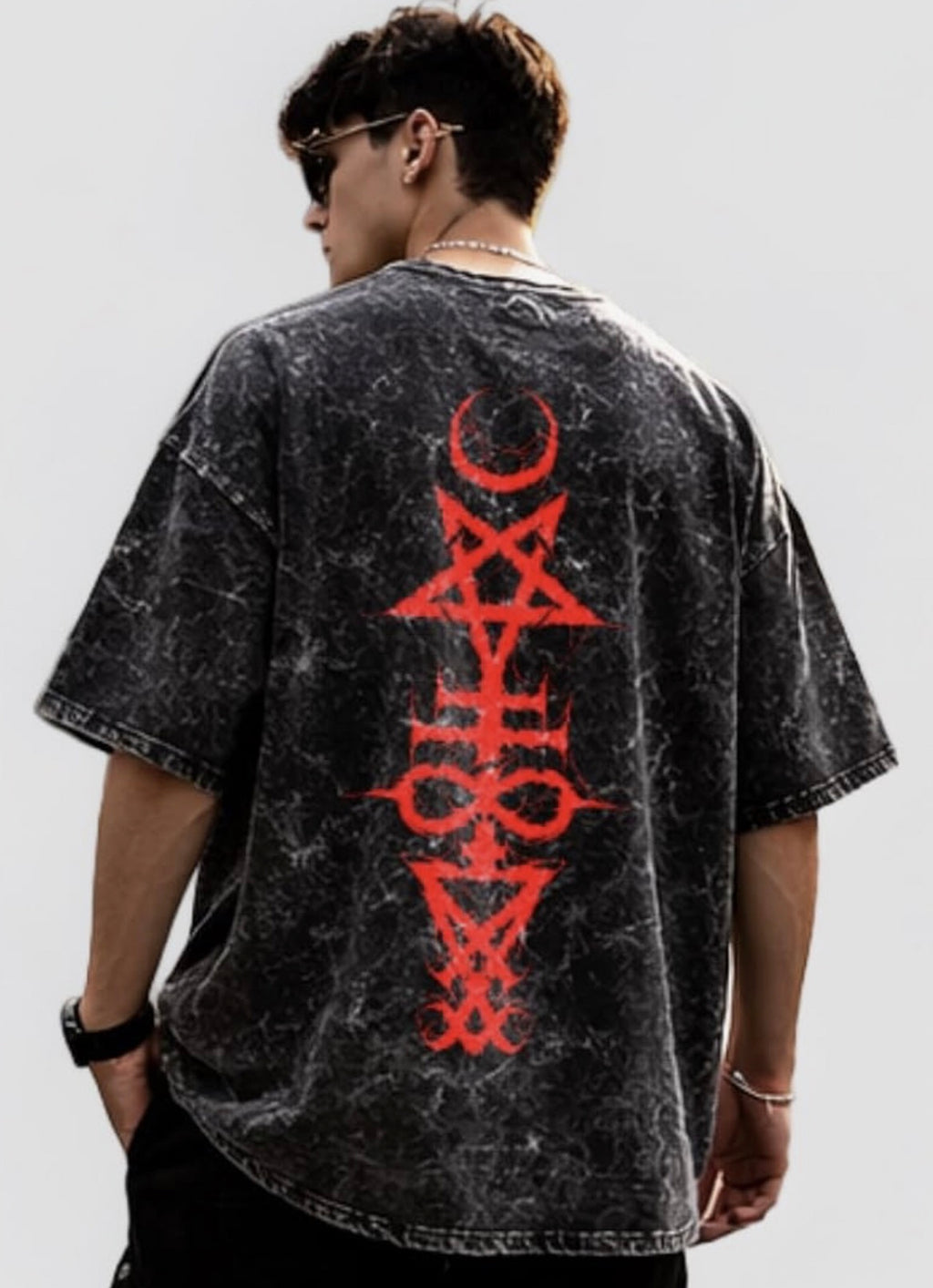 Optical Bloodline Oversized Acid Wash Graphic T-Shirt