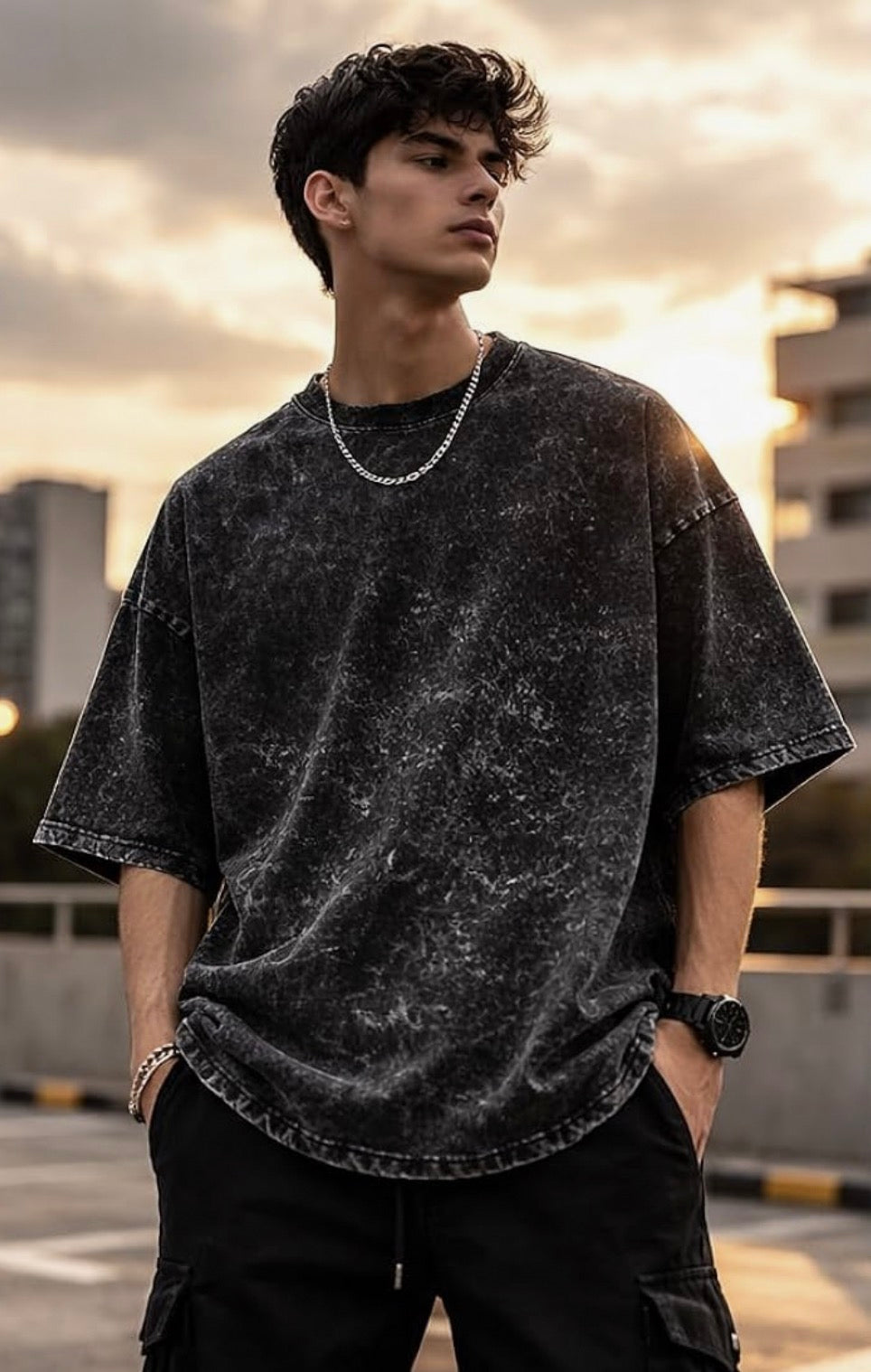 Optical Bloodline Oversized Acid Wash Graphic T-Shirt
