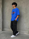 Royal Blue Oversized Acid Wash Graphic T-Shirt – Instant Snake